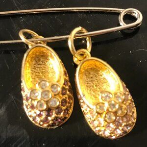 Firenza Baby Shoes 2 Baby Shoe Charm Vtg Deadstock NWT Boy Girl Mother purple